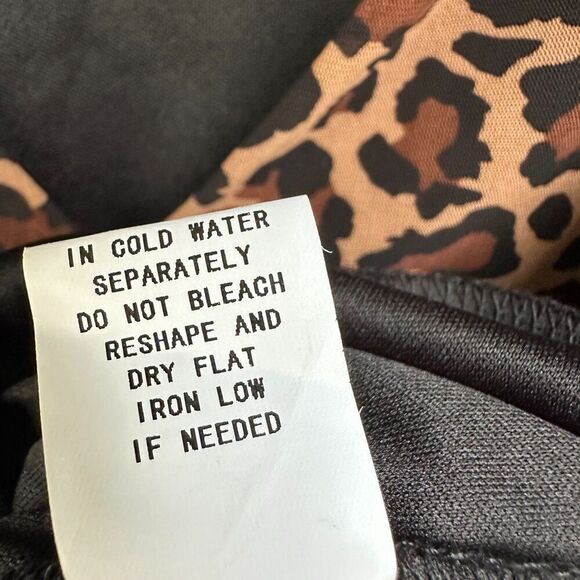 2/$30 Ember Leopard Mesh Corset Style Top L V-Neck Lace-Up Milkmaid Boho Mobwife - Picture 6 of 13